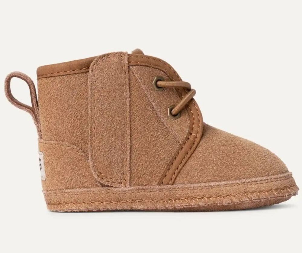 NWB UGG Baby Neumel Suede Wool Lined Ankle Boots Chestnut Kids Infant Size 0/1